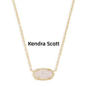 Elisa Gold Pendant Necklace in Iridescent Drusy